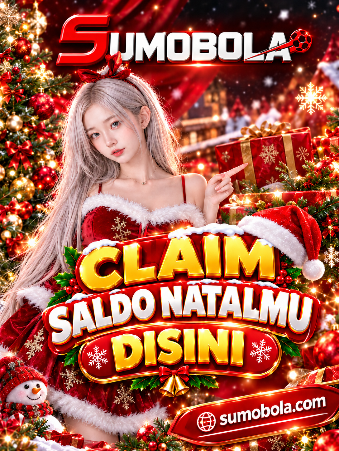 Banner promosi Natal Live Sumo dengan dekorasi meriah